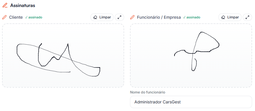 Assinatura digital no tablet